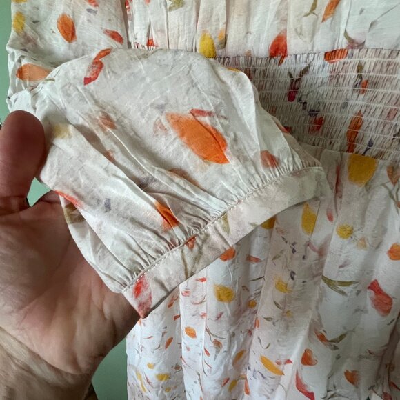 Shein MOTIF PREMIUM VISCOSE BRUSH STROKE PRINT Peasant DRESS Size Large L 8/10 - Picture 4 of 10